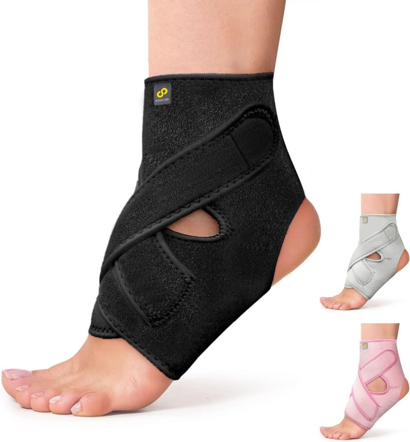 Bracoo FS10 Neoprene Ankle Brace - Open Heel Adjustable Support for Chronic Ankle Pain and Rehabilitation - Black, Size S/M - Image 1